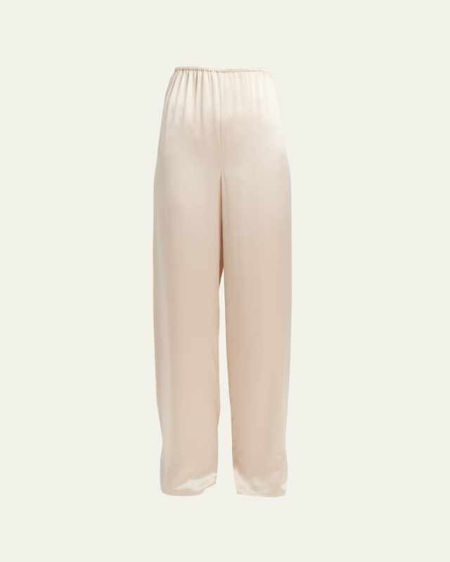 Fluid Wide-Leg Viscose-Satin Pants